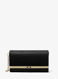 Mona Large Saffiano Leather Clutch