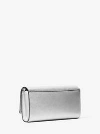 Mona Large Metallic Saffiano Leather Clutch