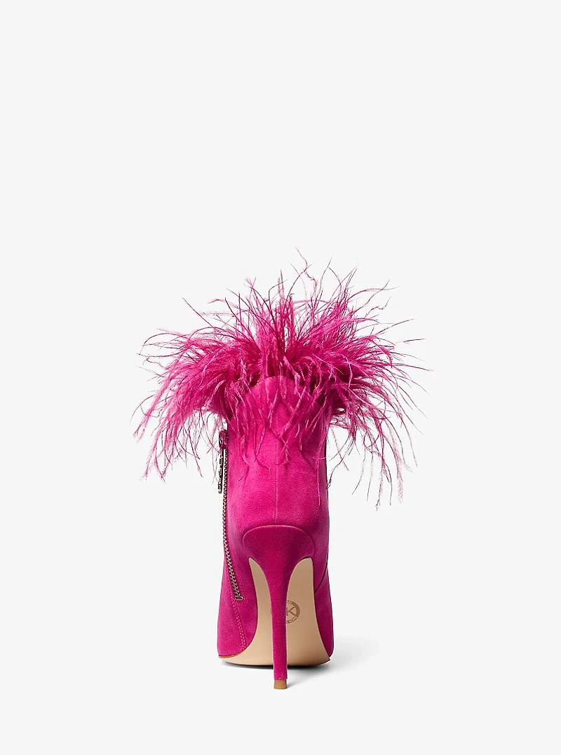 Whitby Feather Trim Suede Ankle Boot