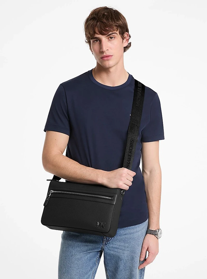 Edison Medium Scratch-Resistant Crossgrain Leather Messenger Bag