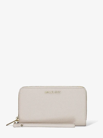 Large Pebbled Leather Smartphone Wristlet