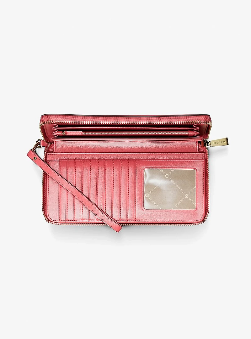 Jet Set Travel Large Pebbled Leather Continental Wallet