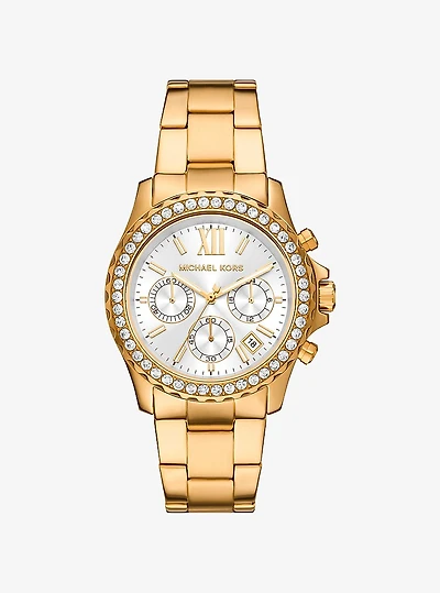Oversized Everest Pavé Gold-Tone Watch