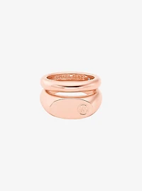 Logo Engraved Double Layered Signet Ring