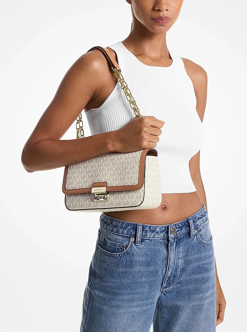 Tribeca Large Signature Logo Shoulder Bag