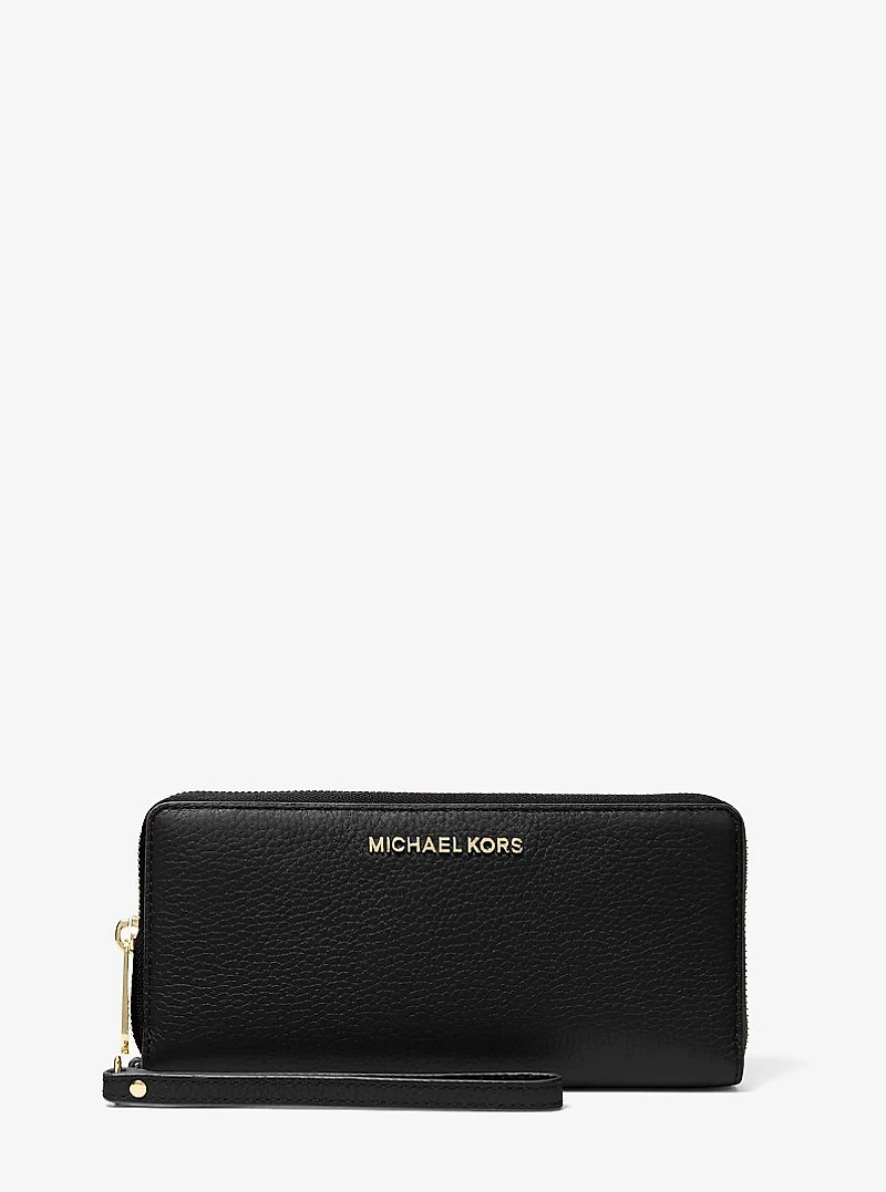 Jet Set Travel Large Pebbled Leather Wristlet