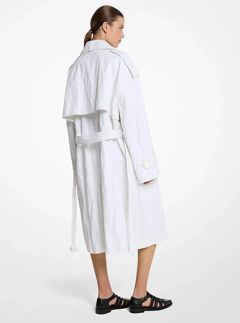Crushed Cotton Gabardine Trench Coat