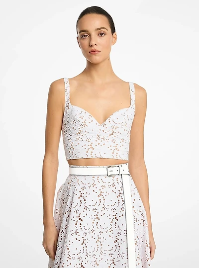 Floral Cotton Eyelet Bustier Top