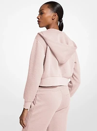 Logo Jacquard Charm Cropped Zip-Up Hoodie