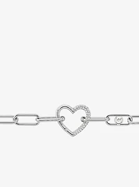 Pavé Heart Curb-Link Bracelet