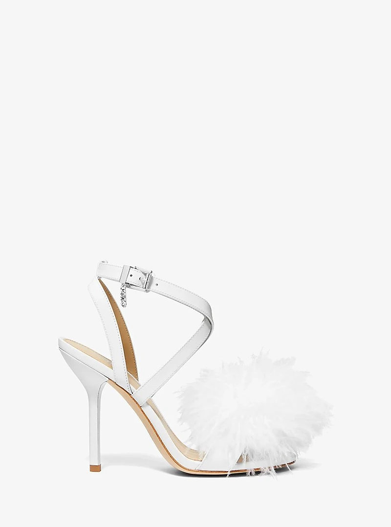 Whitby Feather Trim Leather Sandal