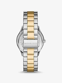 Oversized Aspyn Two-Tone Watch and Leather Card Case Gift Set