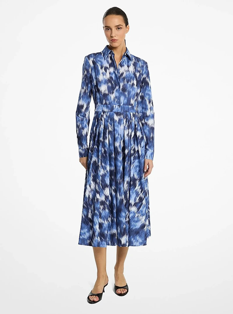 Floral Chiné Cotton Poplin Shirtdress
