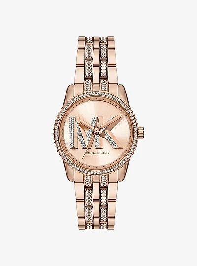 Mini Bryant Pavé Logo Rose Gold-Tone Watch