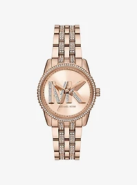 Mini Bryant Pavé Logo Rose Gold-Tone Watch