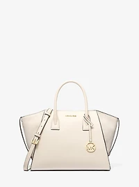 Avril Large Leather and Suede Satchel