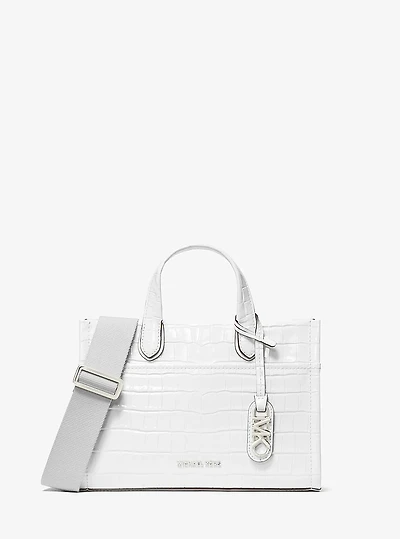 Gigi Small Crocodile Embossed Leather Messenger Bag
