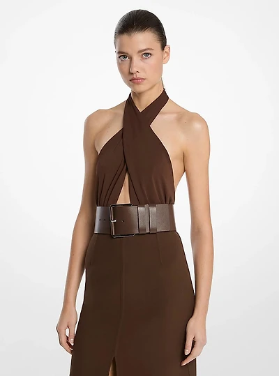 Stretch Matte Jersey Halter Bodysuit