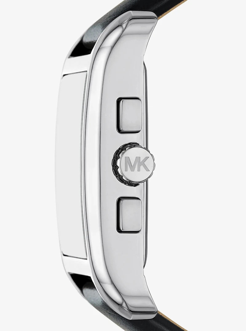 Monroe Silver-Tone and Leather Watch