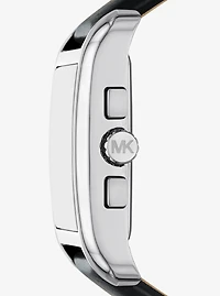 Monroe Silver-Tone and Leather Watch