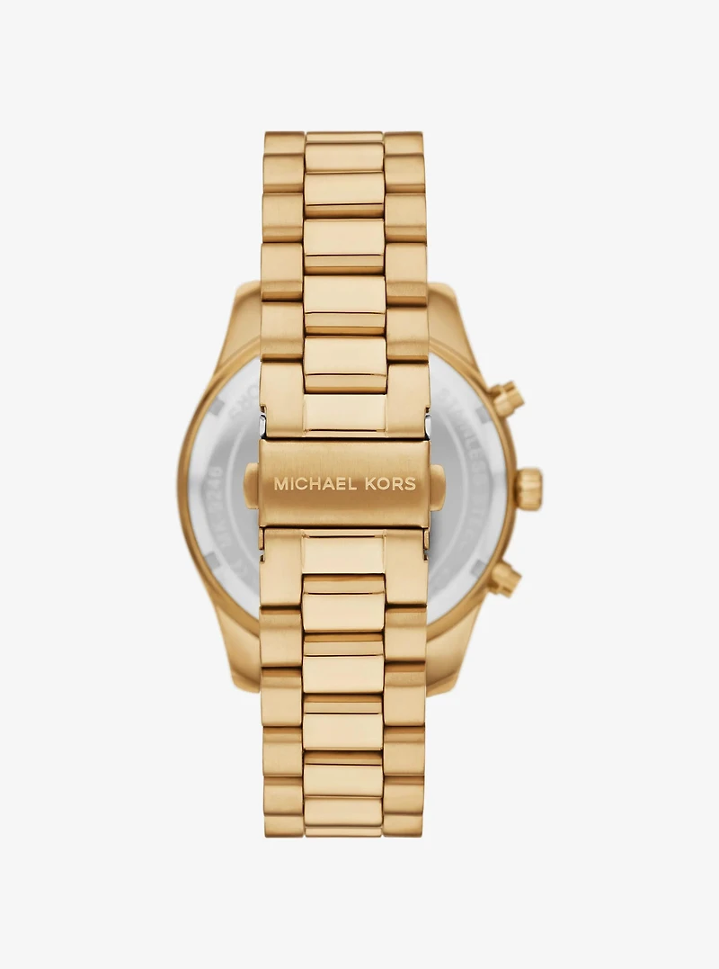 Oversized Lexington Gold-Tone Watch and Crocodile Embossed Leather Card Case Gift Set