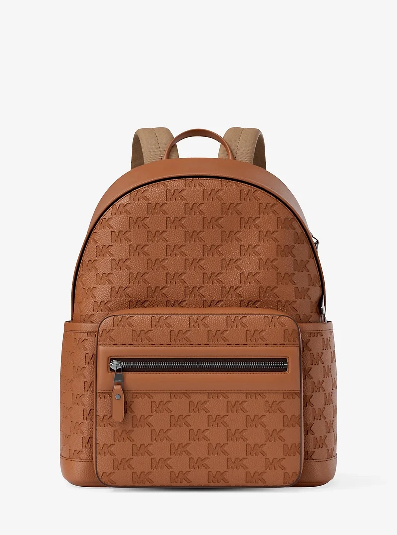 Jet Set Medium Logo Debossed Pebbled Leather Backpack