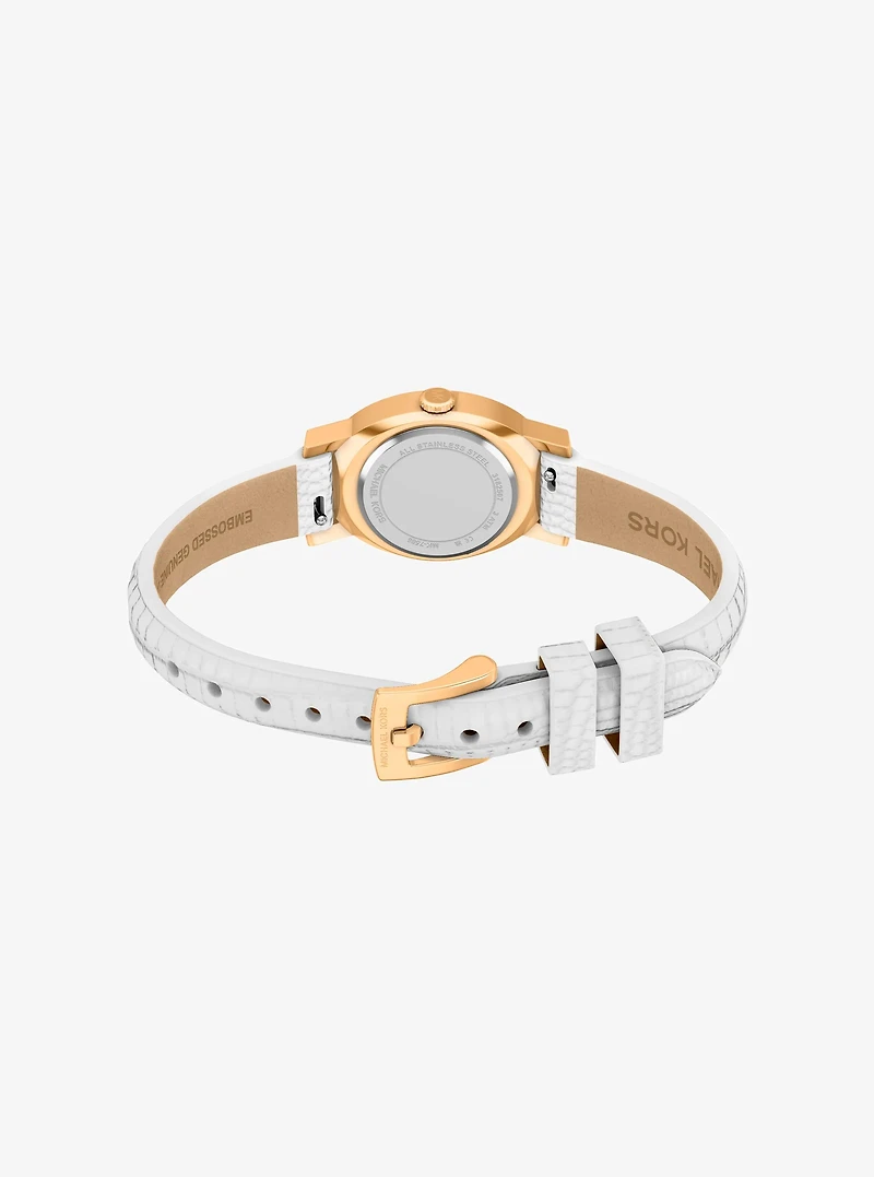 Petite Maude Gold-Tone and Lizard Embossed Leather Watch