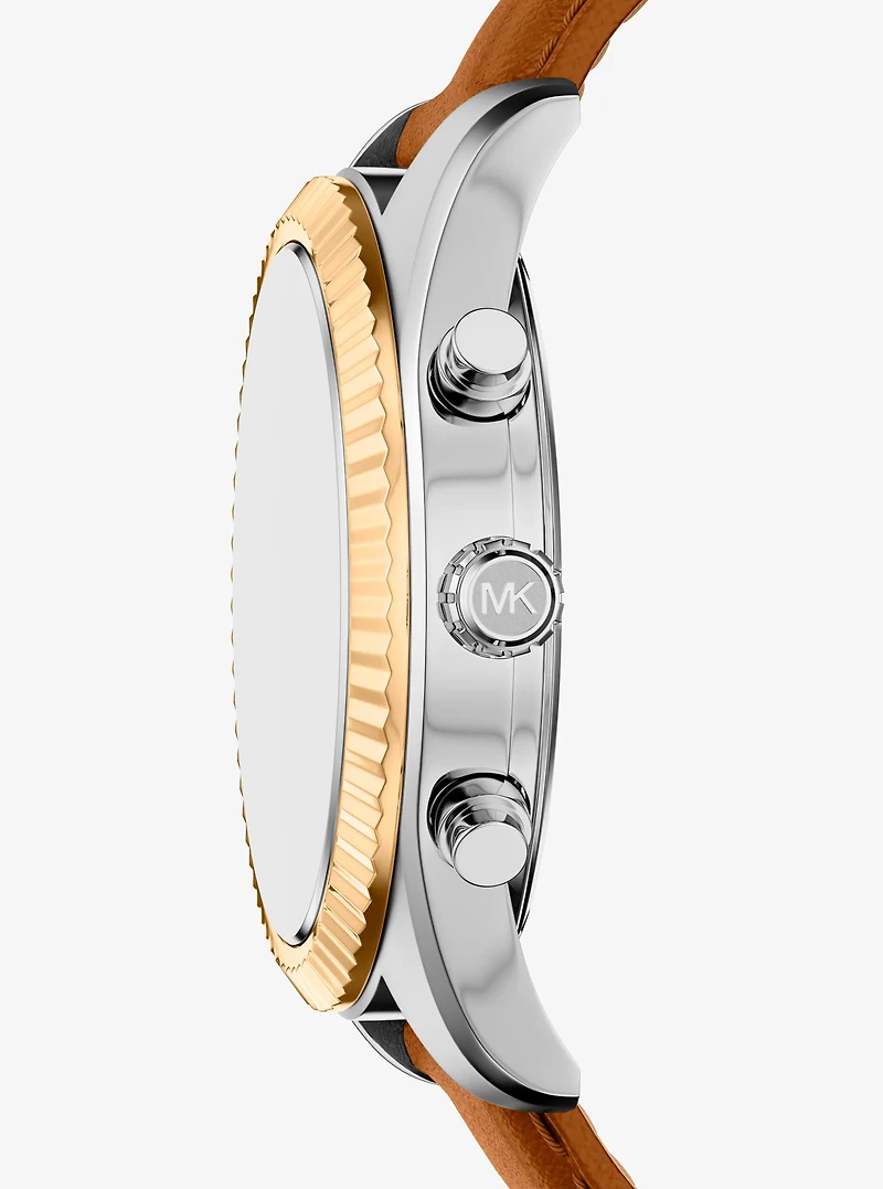 Oversized Lexington Two-Tone and Leather Watch