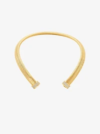 Precious Metal-Plated Brass Pavé Collar Necklace