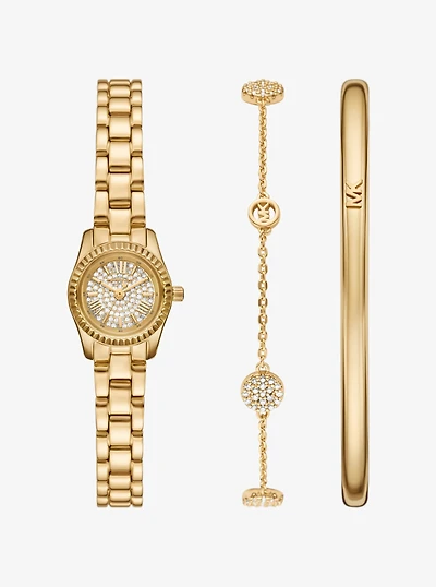 Petite Lexington Pavé Gold-Tone Watch and Jewelry Gift Set