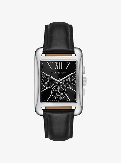 Monroe Silver-Tone and Leather Watch