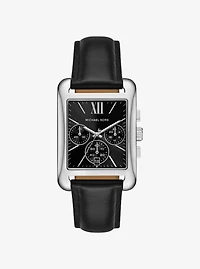 Monroe Silver-Tone and Leather Watch