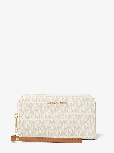 Large Logo and Leather Wristlet