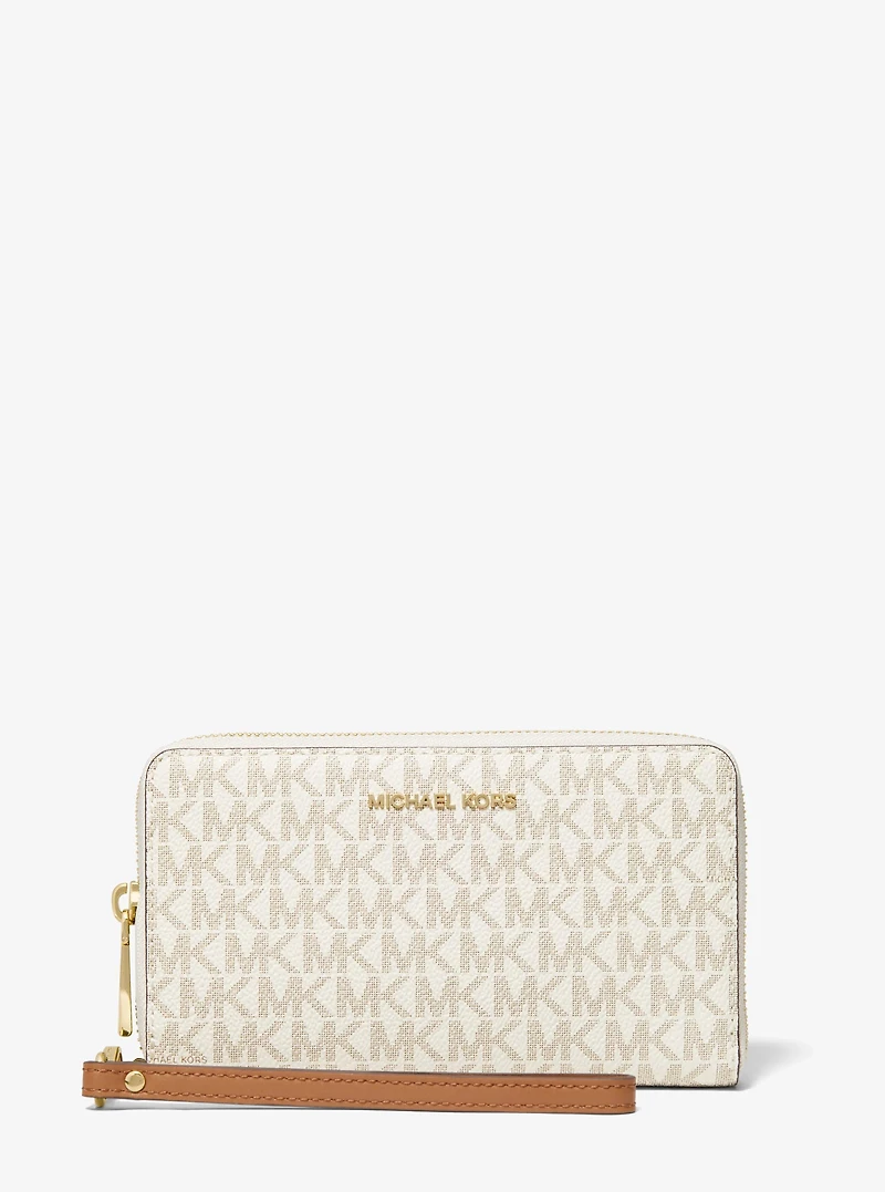 Large Logo and Leather Wristlet