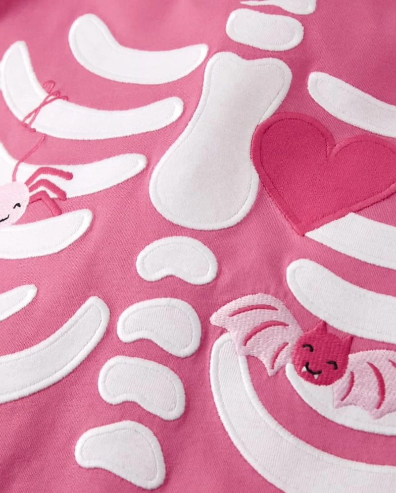 Pyjamas 2 pièces en coton pour femmes, motif squelette assorti à toute la famille