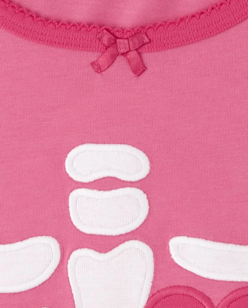 Pyjamas 2 pièces en coton pour femmes, motif squelette assorti à toute la famille