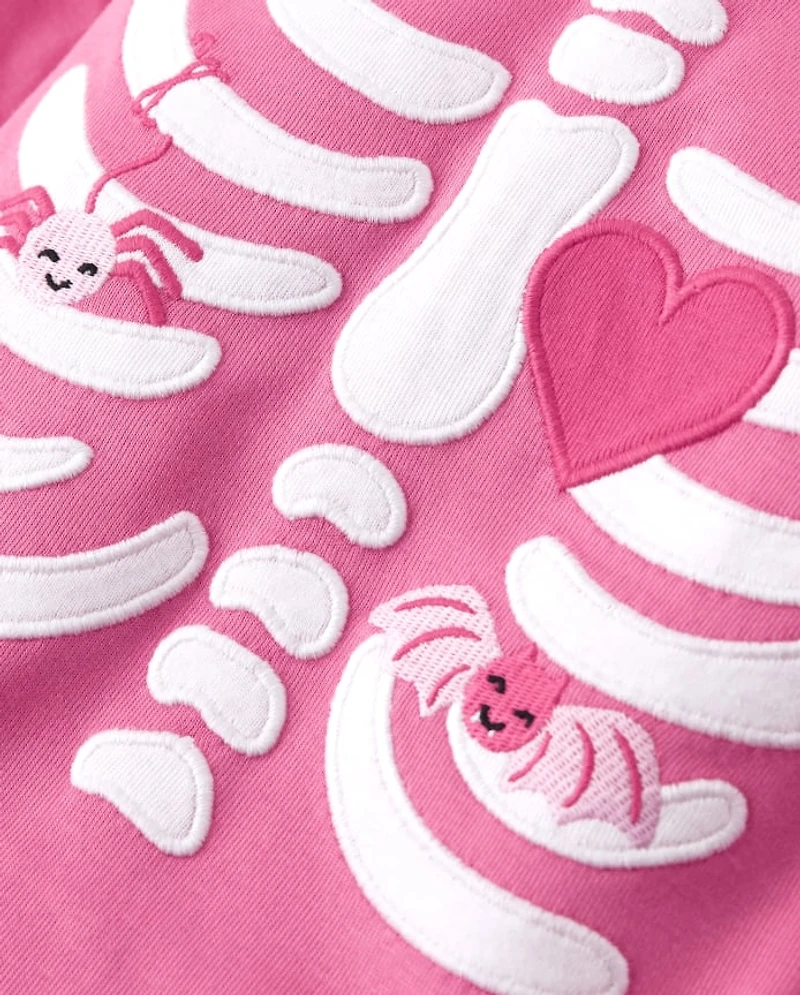 Girls Matching Family Skeleton Cotton 2-Piece Pajamas
