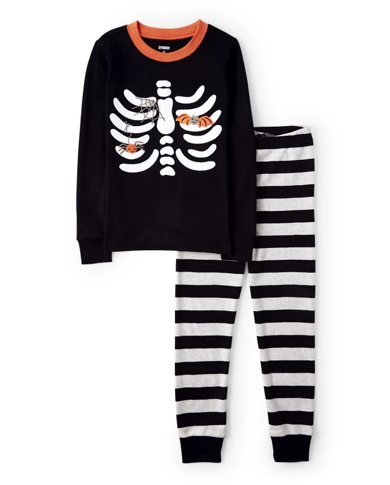 Boys Matching Family Skeleton Cotton 2-Piece Pajamas