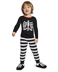 Pyjamas 2 pièces en coton à motif squelette assorti pour garçons