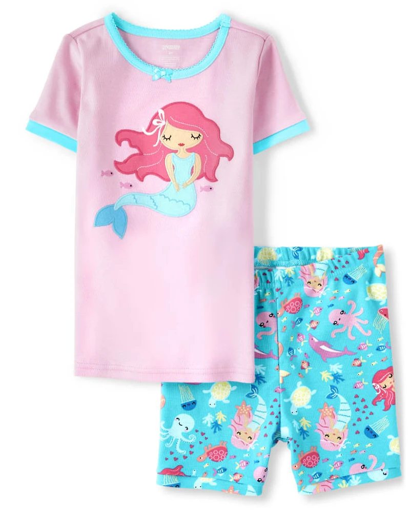 Girls Mermaid Cotton 2-Piece Pajamas - Gymmies