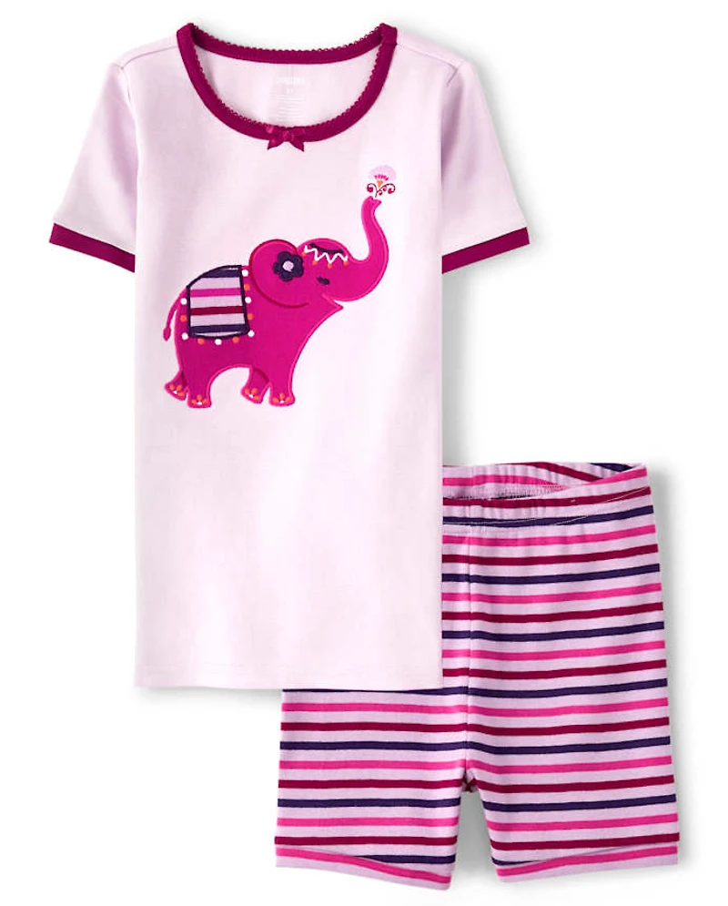 Girls Elephant Snug Fit Cotton Pajamas - Gymmies