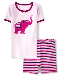 Girls Elephant Snug Fit Cotton Pajamas - Gymmies