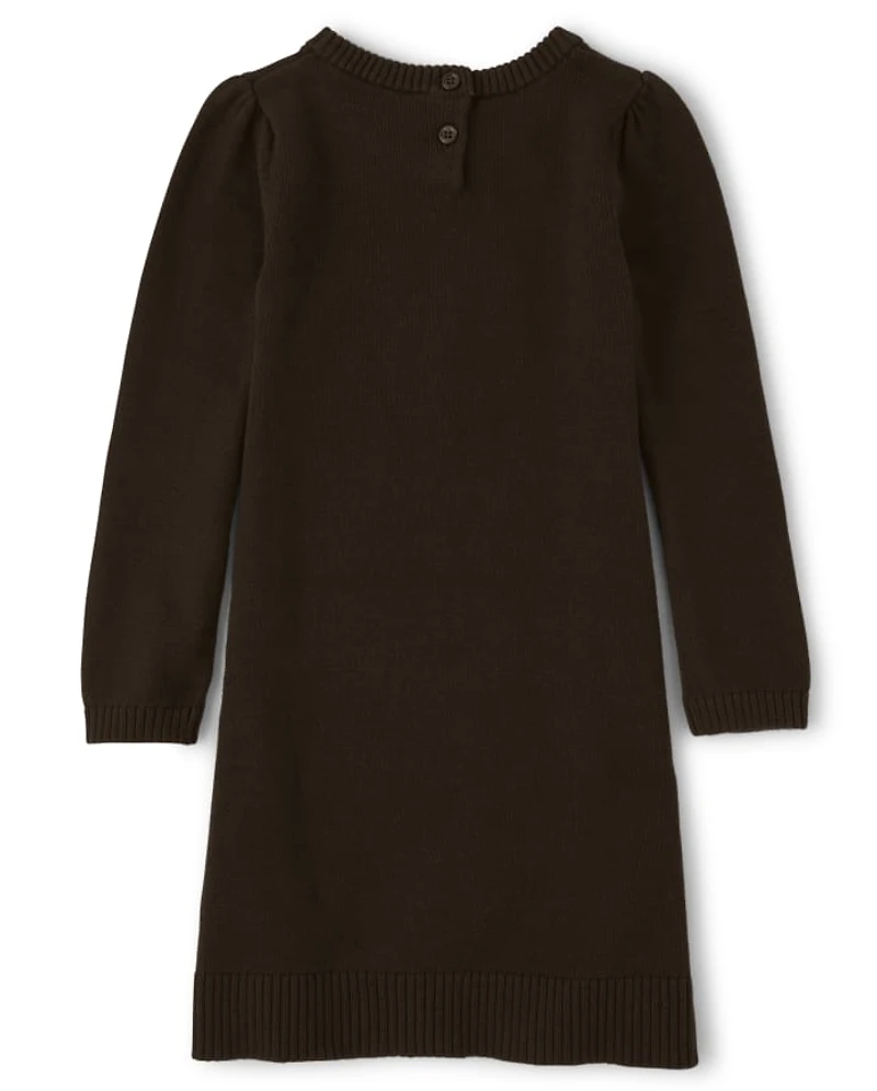 Girls Embroidered Sweater Dress - Lil Pumpkin