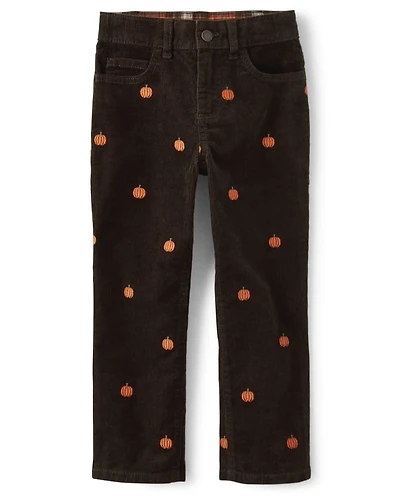 Pantalon en velours côtelé brodé pour garçon - Lil Pumpkin