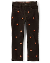 Pantalon en velours côtelé brodé pour garçon - Lil Pumpkin