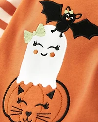 Haut superposé brodé Halloween - Petite citrouille
