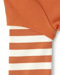 Girls Embroidered Halloween Layered Top - Lil Pumpkin