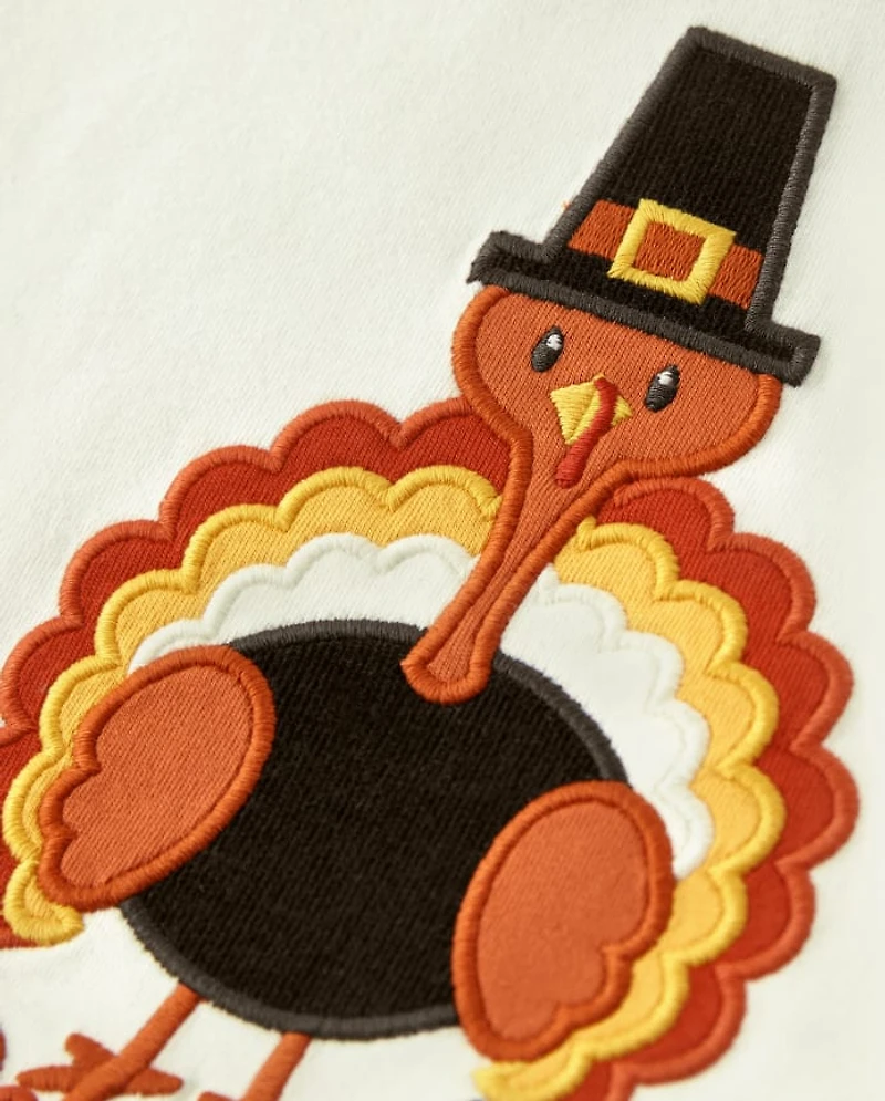 Boys Embroidered Turkey Raglan Top