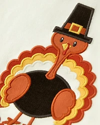 Boys Embroidered Turkey Raglan Top