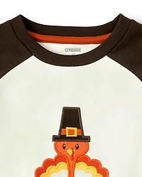 Boys Embroidered Turkey Raglan Top